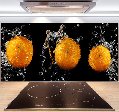 Glass splashback Oranges and water