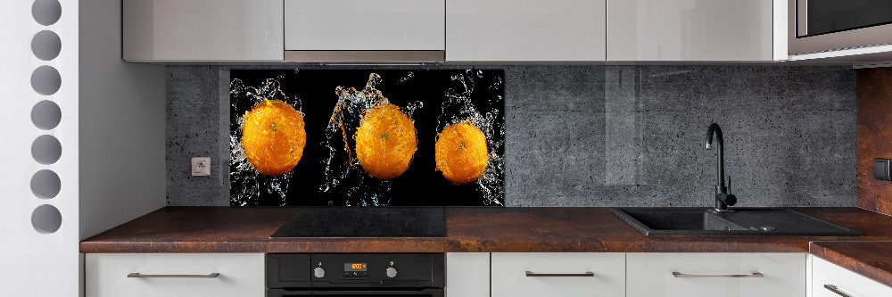 Glass splashback Oranges and water