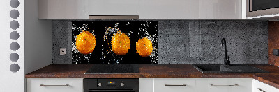 Glass splashback Oranges and water