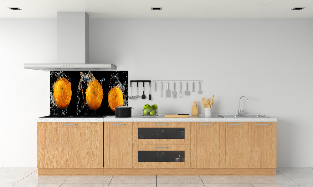 Glass splashback Oranges and water