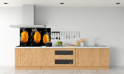 Glass splashback Oranges and water