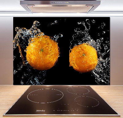 Glass splashback Oranges and water