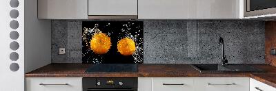 Glass splashback Oranges and water