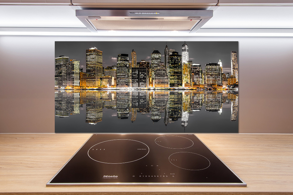 Kitchen splashback New York at night