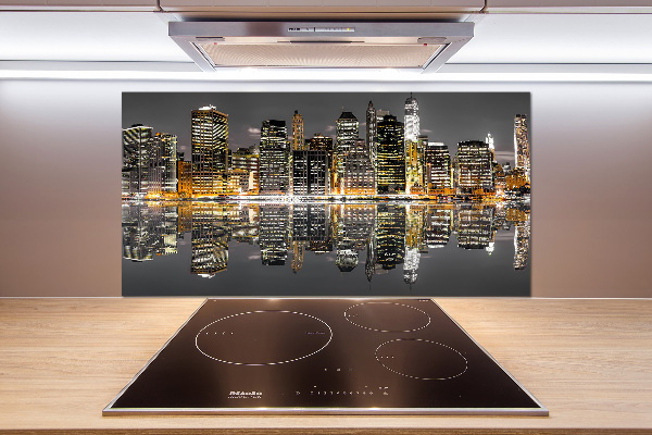 Kitchen splashback New York at night