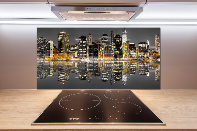 Kitchen splashback New York at night