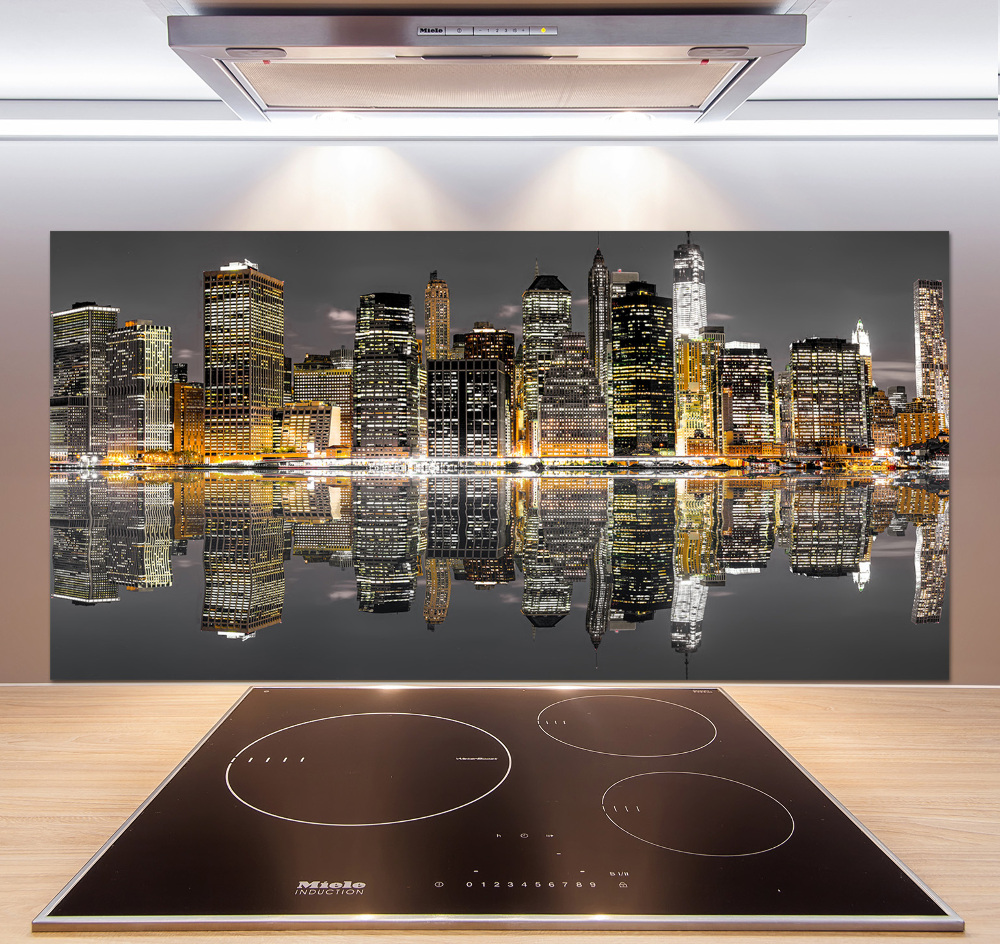 Kitchen splashback New York at night