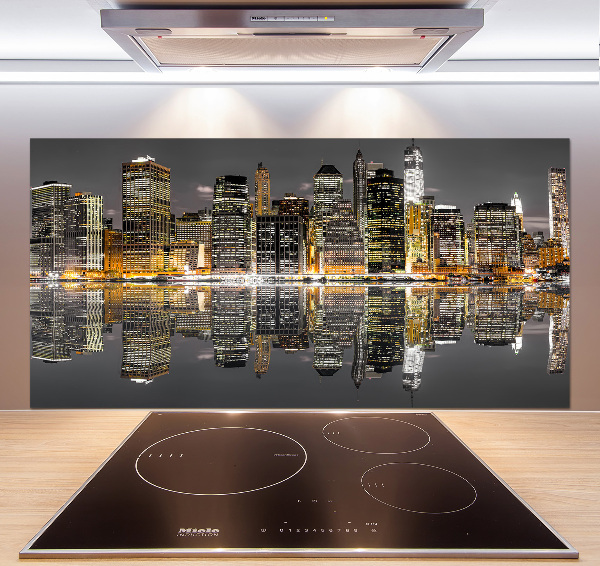 Kitchen splashback New York at night