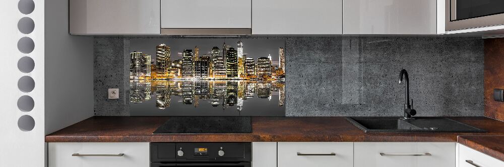 Kitchen splashback New York at night