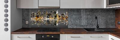 Kitchen splashback New York at night