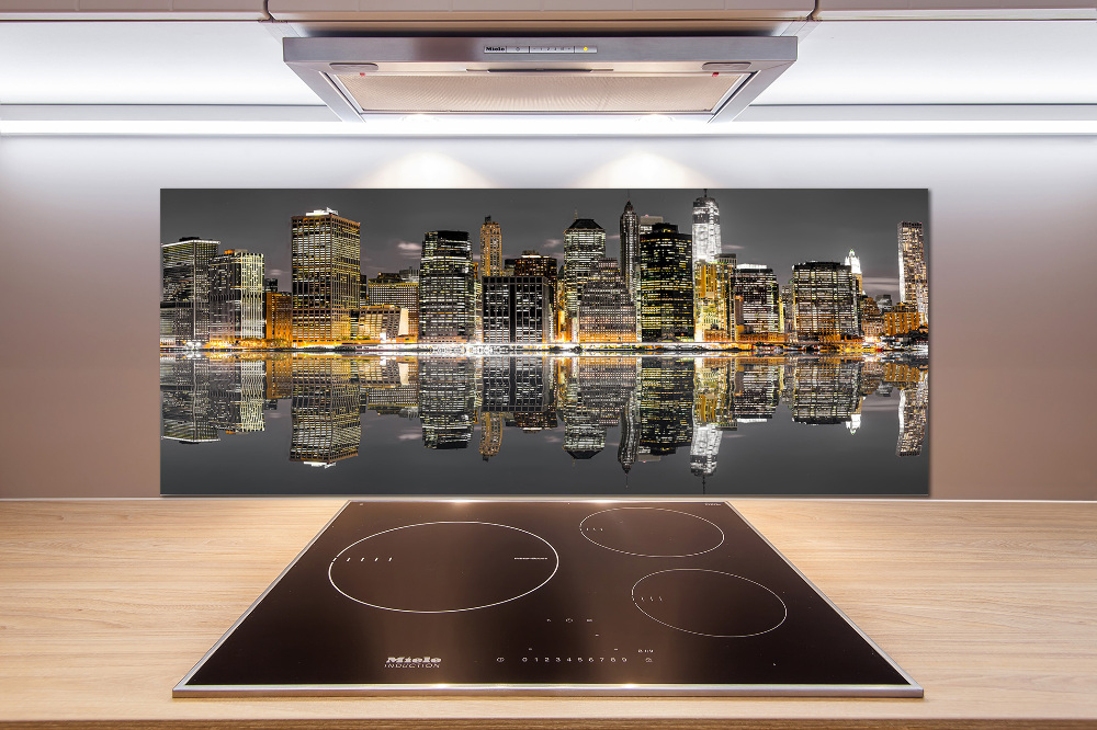 Kitchen splashback New York at night