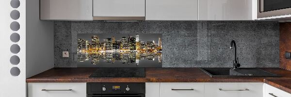 Kitchen splashback New York at night