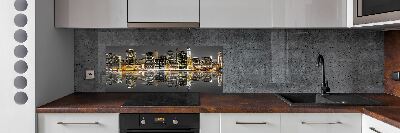 Kitchen splashback New York at night