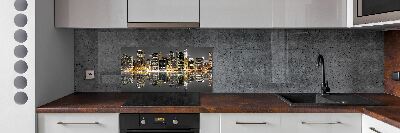 Kitchen splashback New York at night