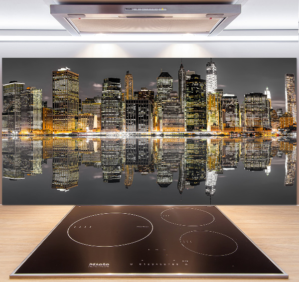 Kitchen splashback New York at night