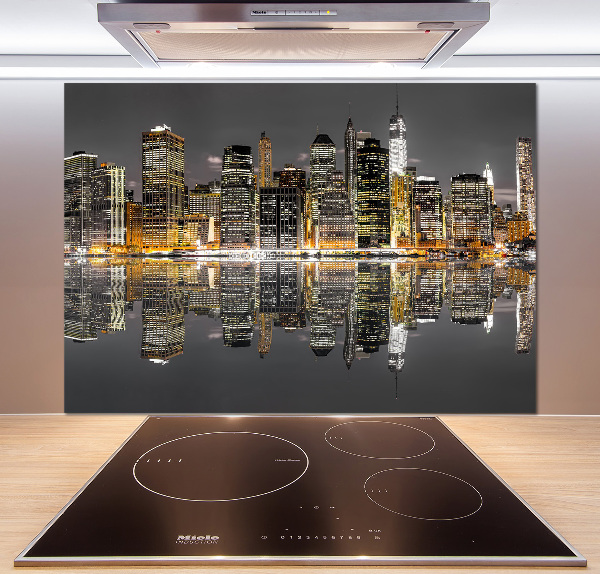 Kitchen splashback New York at night