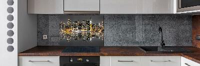 Kitchen splashback New York at night