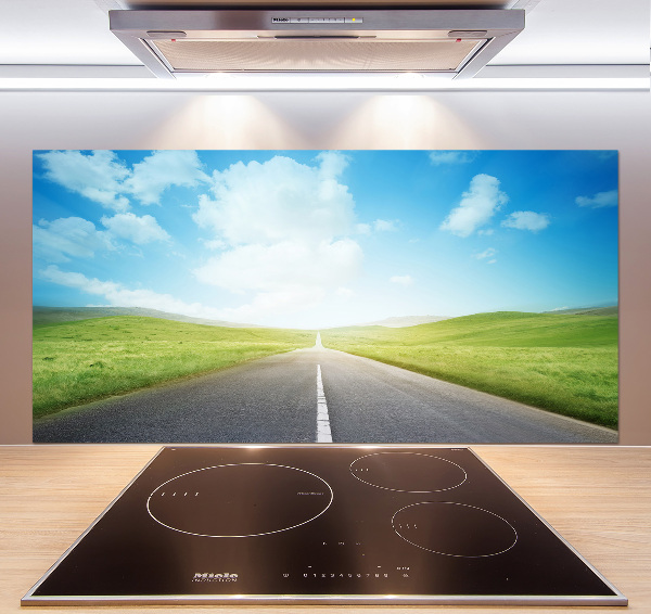 Kitchen splashback Road through the meadow