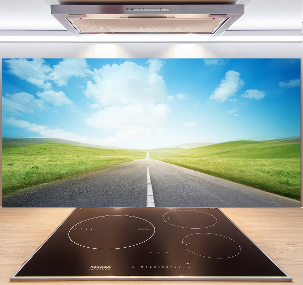 Kitchen splashback Road through the meadow