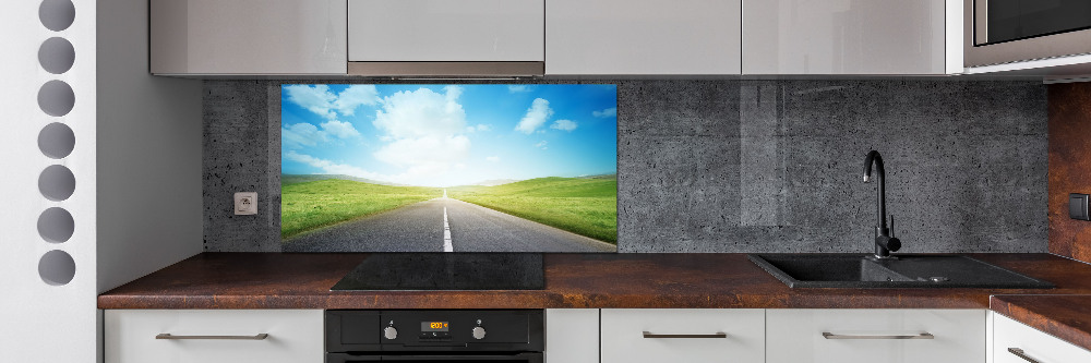 Kitchen splashback Road through the meadow