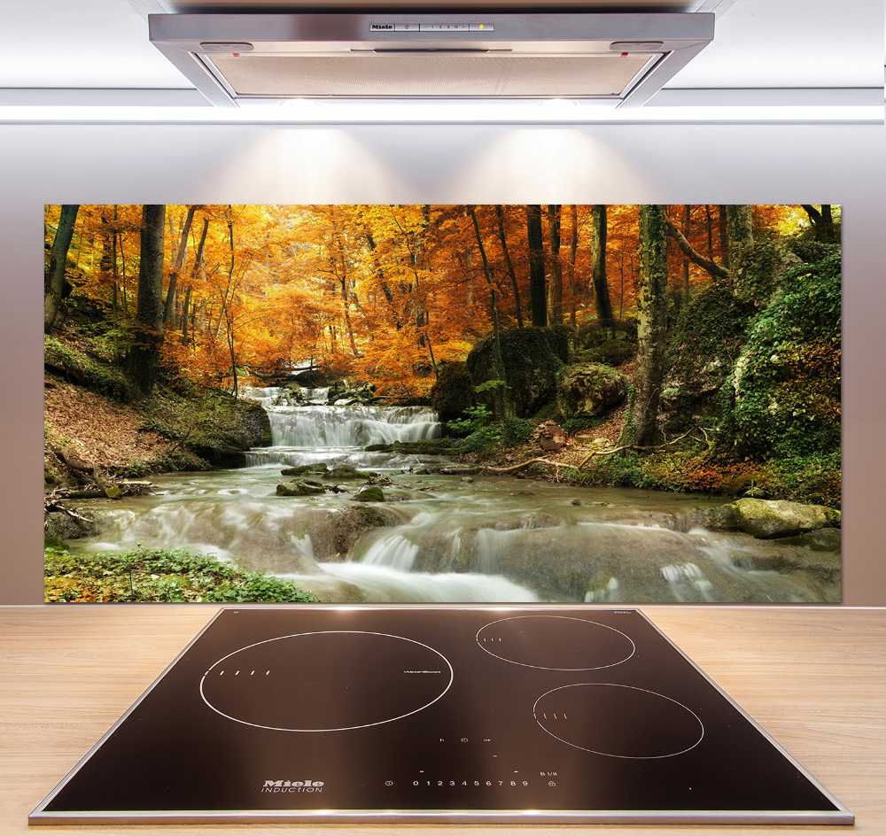 Kitchen splashback panel Waterfall in the forest