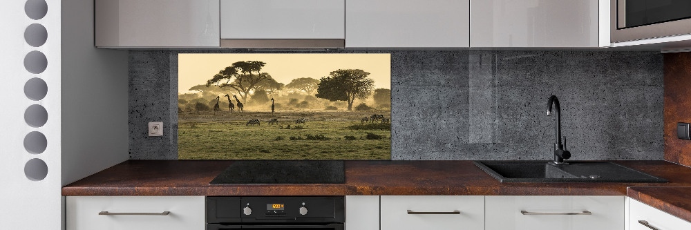 Kitchen splashback Giraffes in the savanna