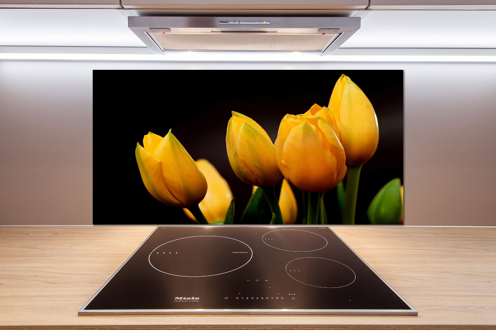 Kitchen splashback Yellow tulips