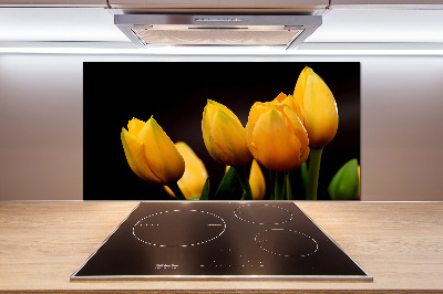 Kitchen splashback Yellow tulips