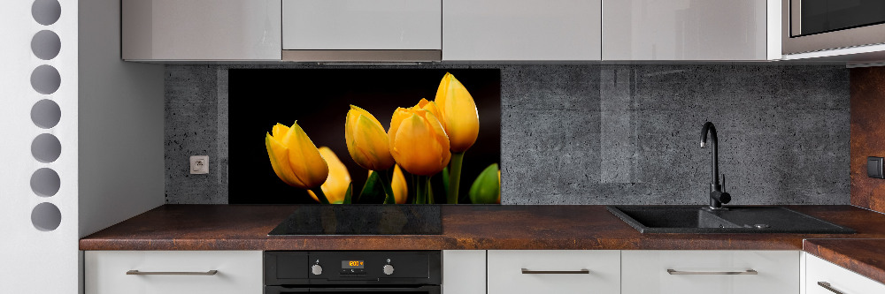 Kitchen splashback Yellow tulips