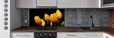 Kitchen splashback Yellow tulips