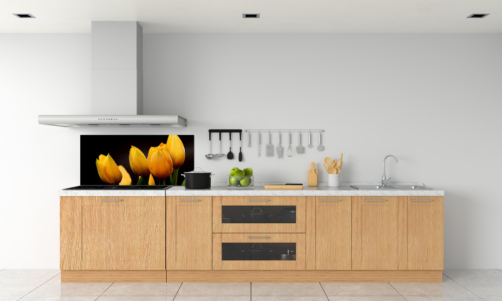 Kitchen splashback Yellow tulips