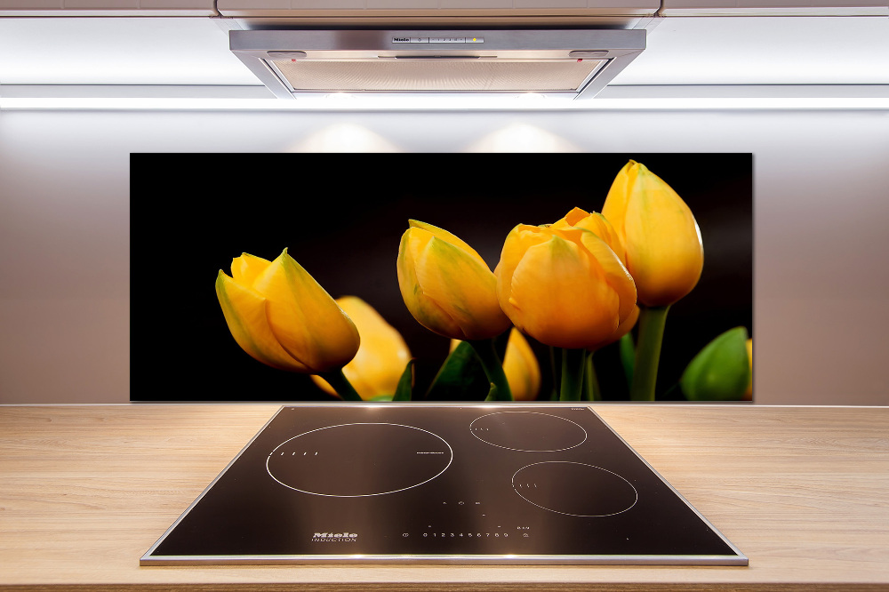 Kitchen splashback Yellow tulips