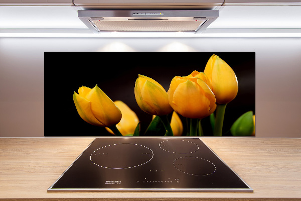 Kitchen splashback Yellow tulips