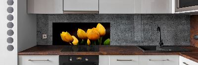 Kitchen splashback Yellow tulips