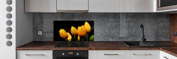 Kitchen splashback Yellow tulips