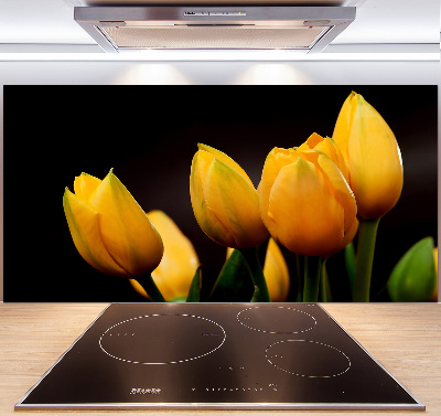 Kitchen splashback Yellow tulips