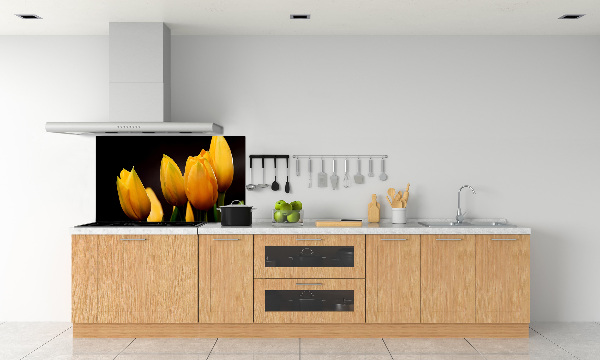 Kitchen splashback Yellow tulips