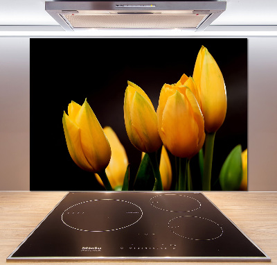 Kitchen splashback Yellow tulips