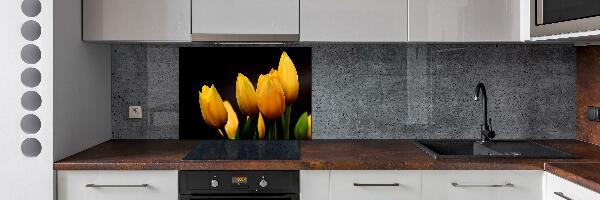 Kitchen splashback Yellow tulips