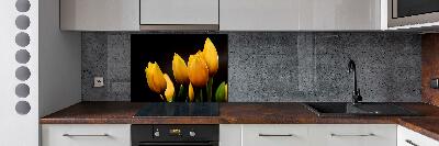 Kitchen splashback Yellow tulips