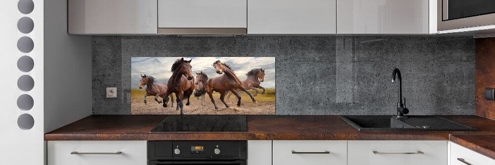 Cooker splashback Five horses