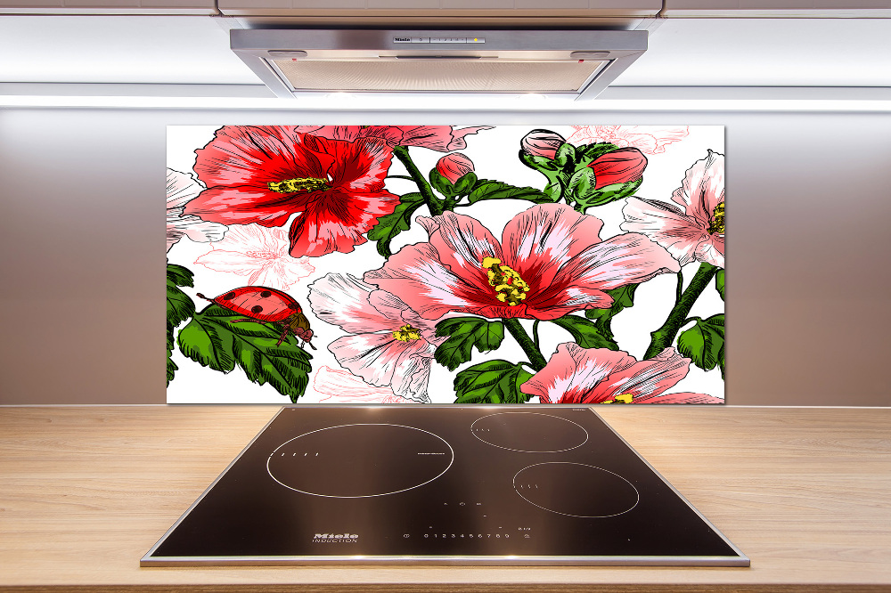 Cooker splashback Hibiscus