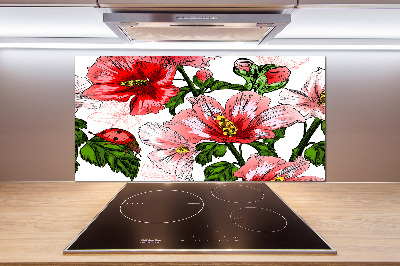 Cooker splashback Hibiscus