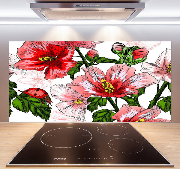 Cooker splashback Hibiscus