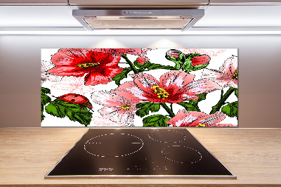 Cooker splashback Hibiscus