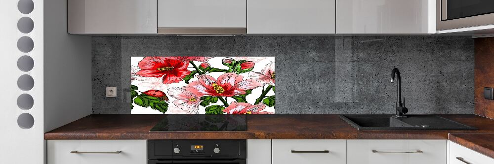 Cooker splashback Hibiscus