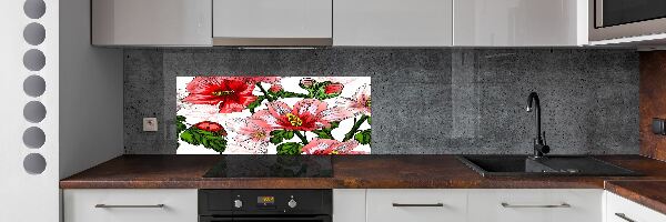 Cooker splashback Hibiscus