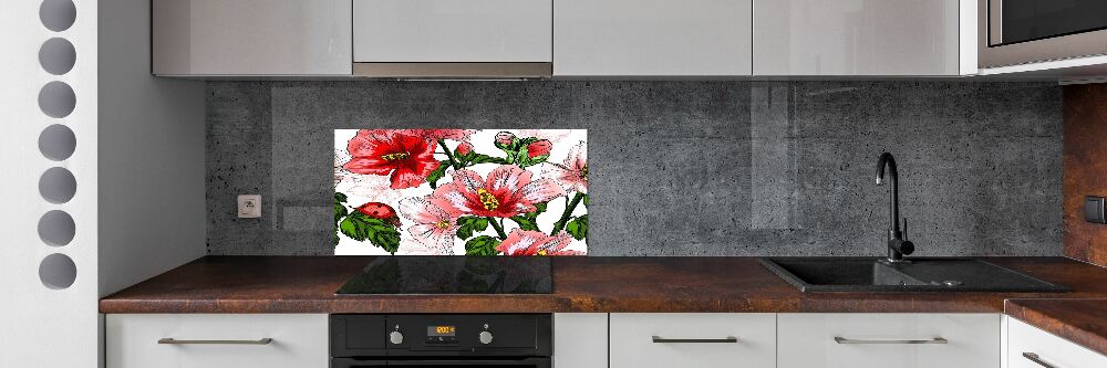 Cooker splashback Hibiscus