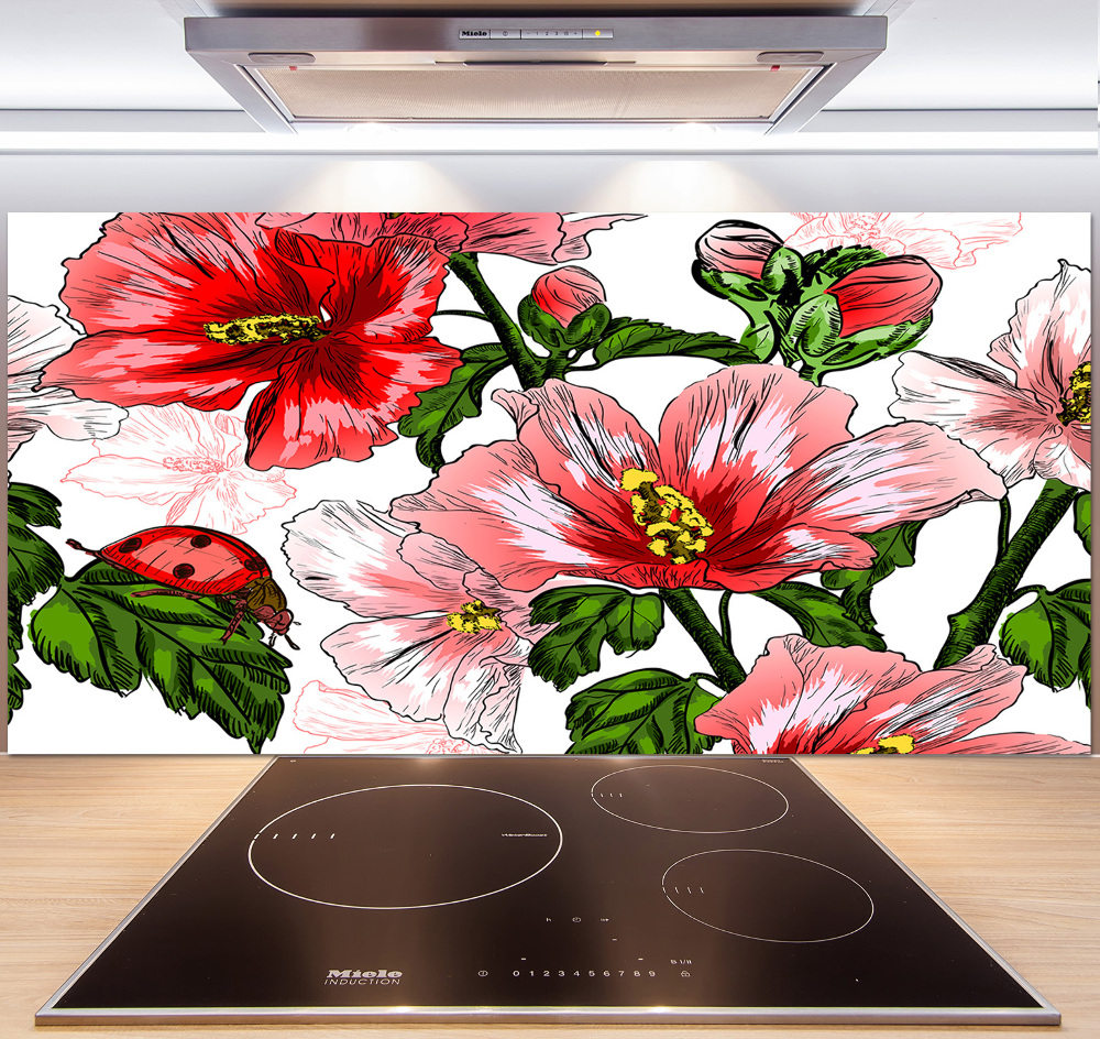 Cooker splashback Hibiscus