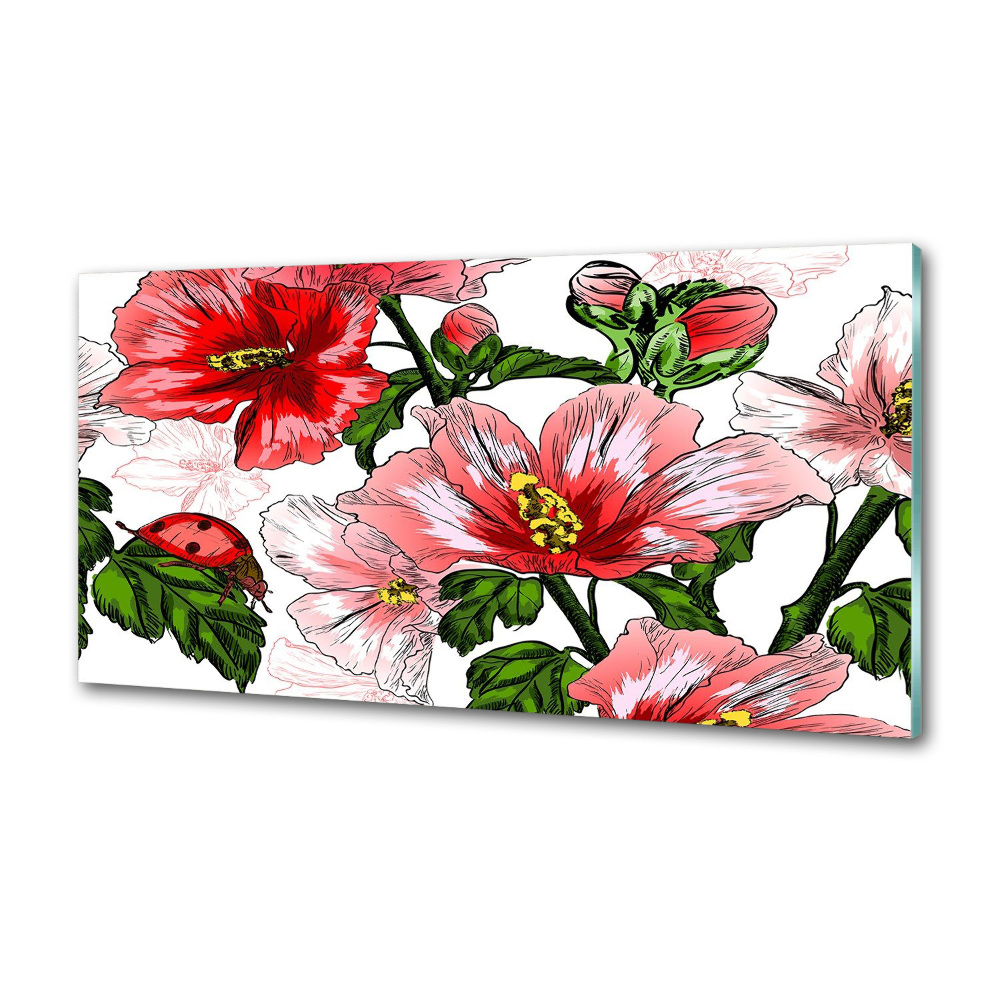 Cooker splashback Hibiscus